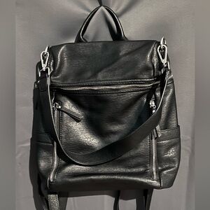 Black PU Leather Women's Backpack